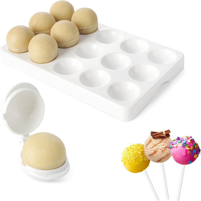 MITCHENIFY Round Sphere Cake Pop Mold Press with Tray Set, Plastic Cake Pop Shapes Cutter and Pusher Kit, Baking Molds Accessories Supplies for Home Baking, Birthday Parties,Wedding Desserts - Image 1